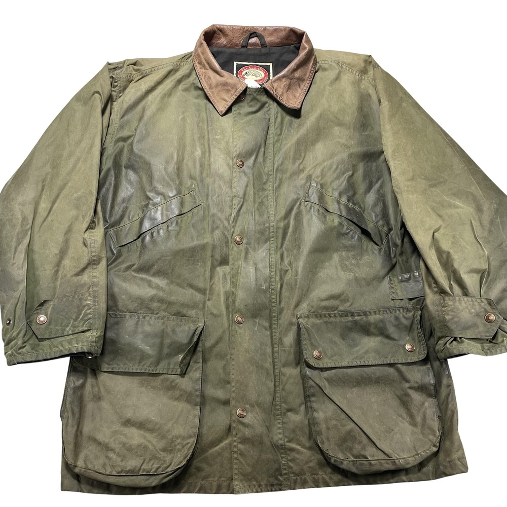 The Australian Outback Collection Coat Mens Medium Green Oilskin Canvas Field